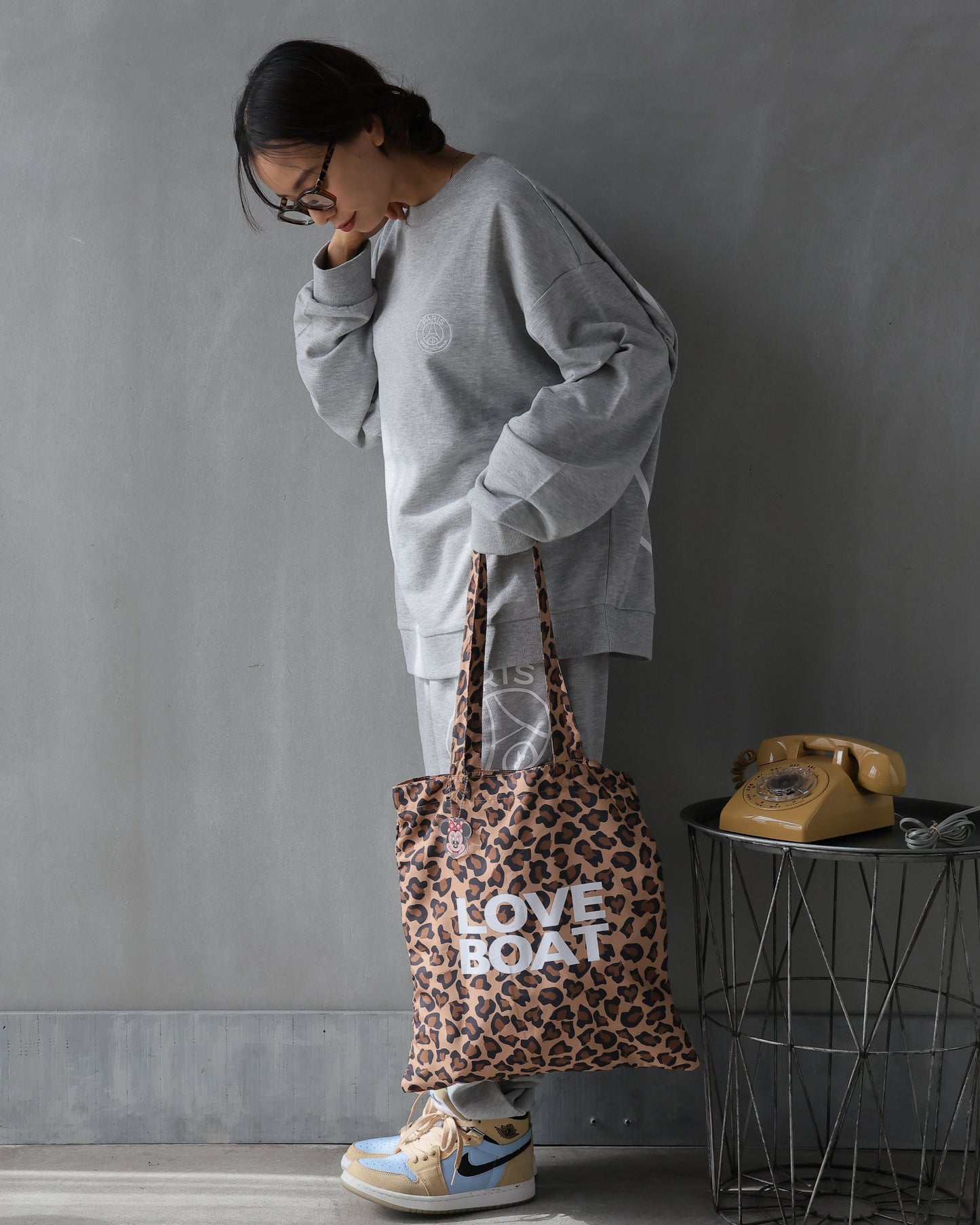MICKEY&MINNIEチャーム付き  LEOPARD TOTEBAG_LBD-TTB01
