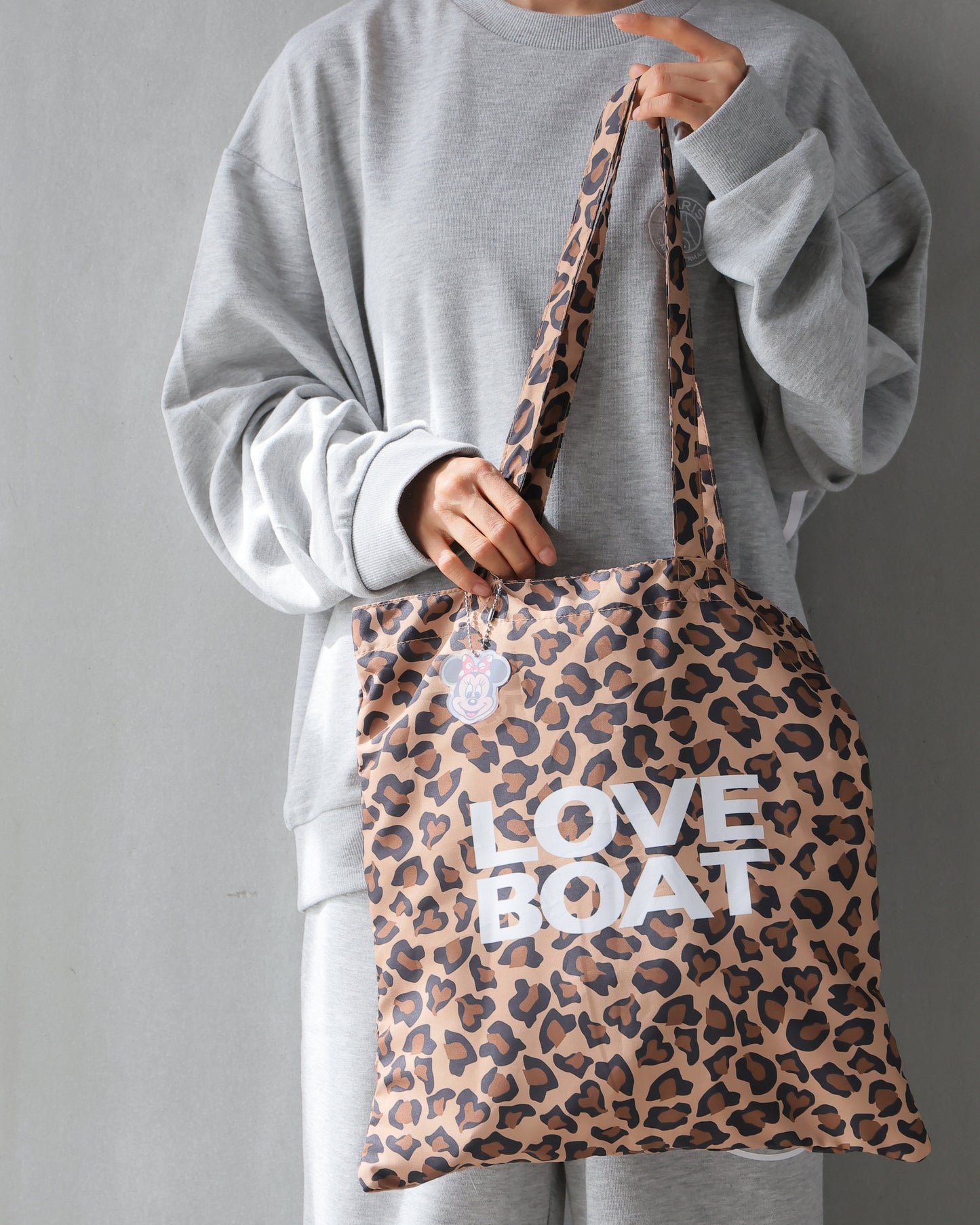MICKEY＆MINNIEチャーム付き  LEOPARD TOTEBAG_LBD-TTB01