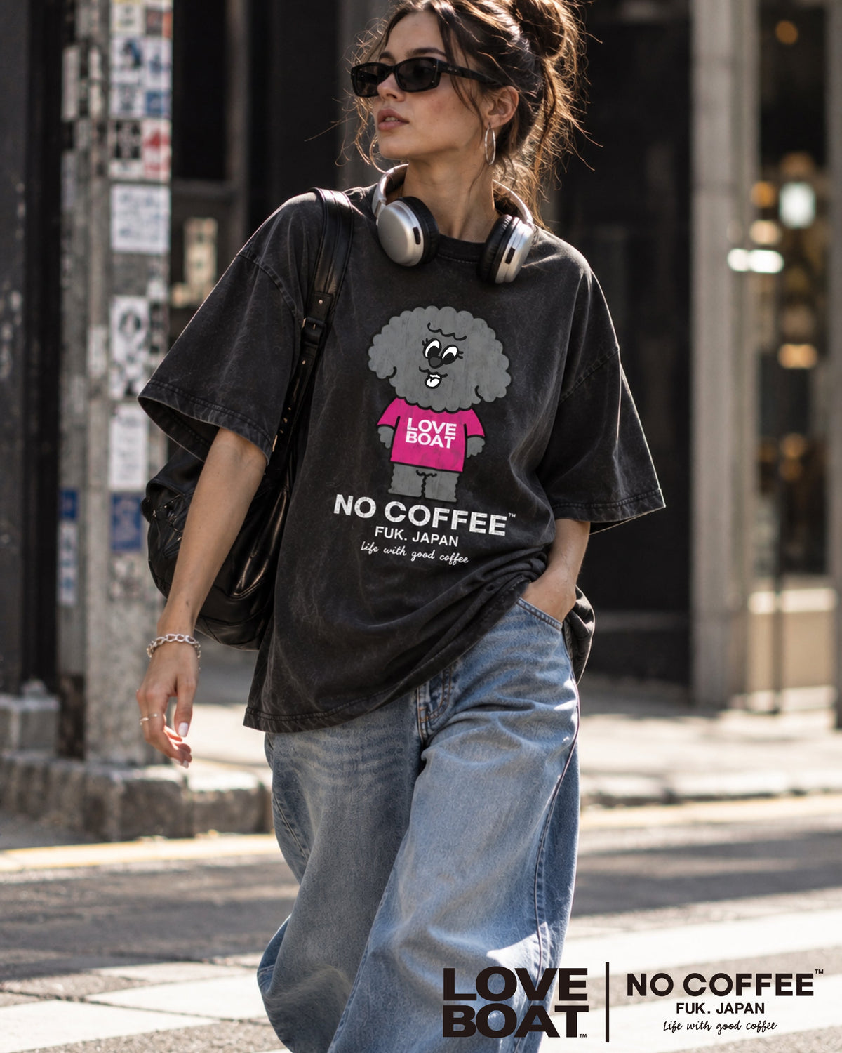 【予約商品:12月下旬お届け】NO COFFEE CHARACTER PIGMENT TEE＿LBNC-ST03