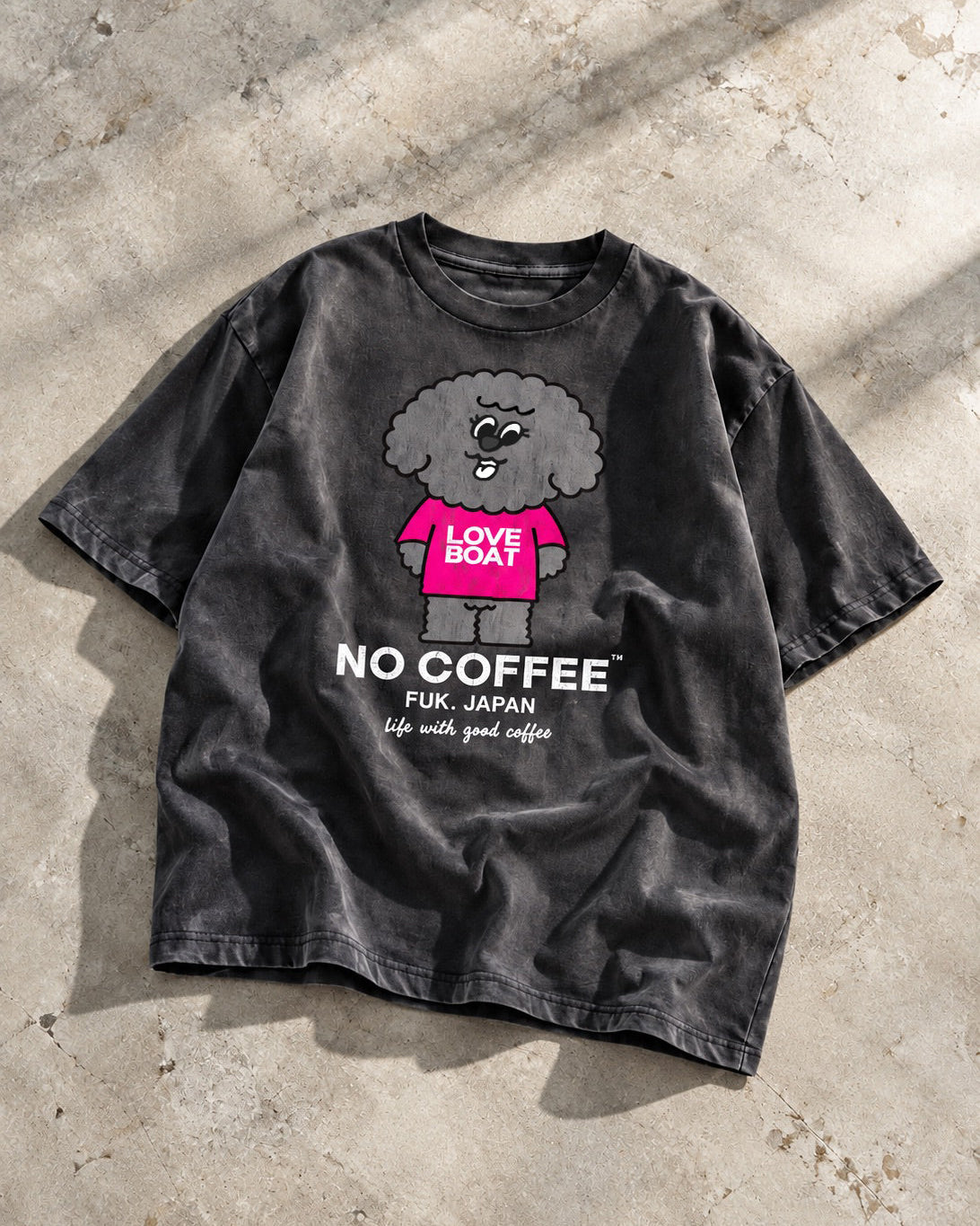 【予約商品:12月下旬お届け】NO COFFEE CHARACTER PIGMENT TEE＿LBNC-ST03